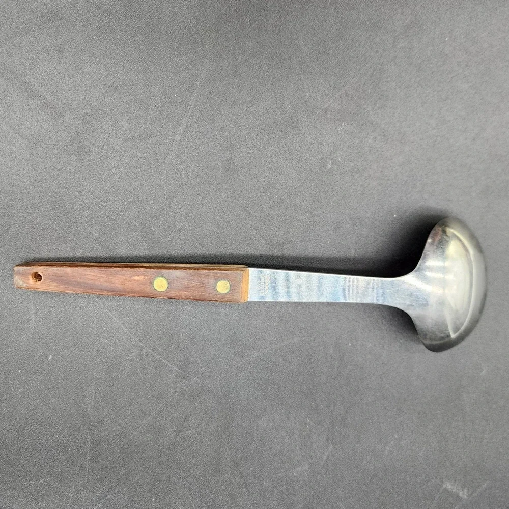 Vernco  Brown Wood Handle Stainless Steel Ladle Farmers Elevator Medford WI